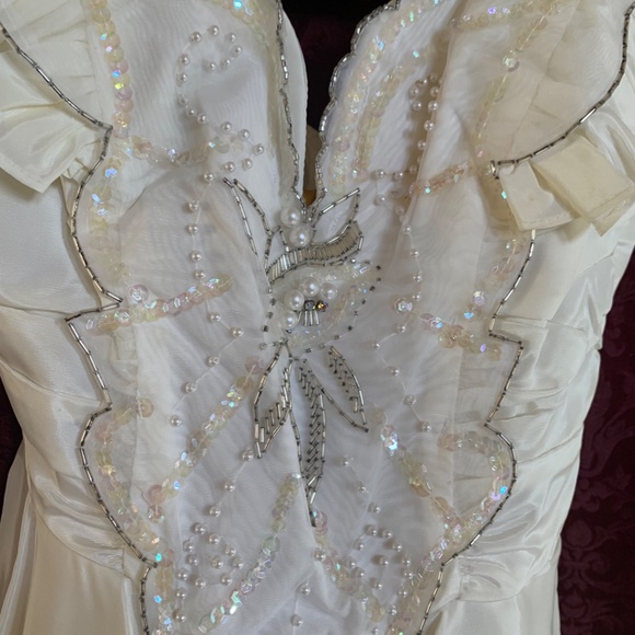 1987 Antique/ Vintage Dress - White with beaded embellishments women's Small - Picture 5 of 16